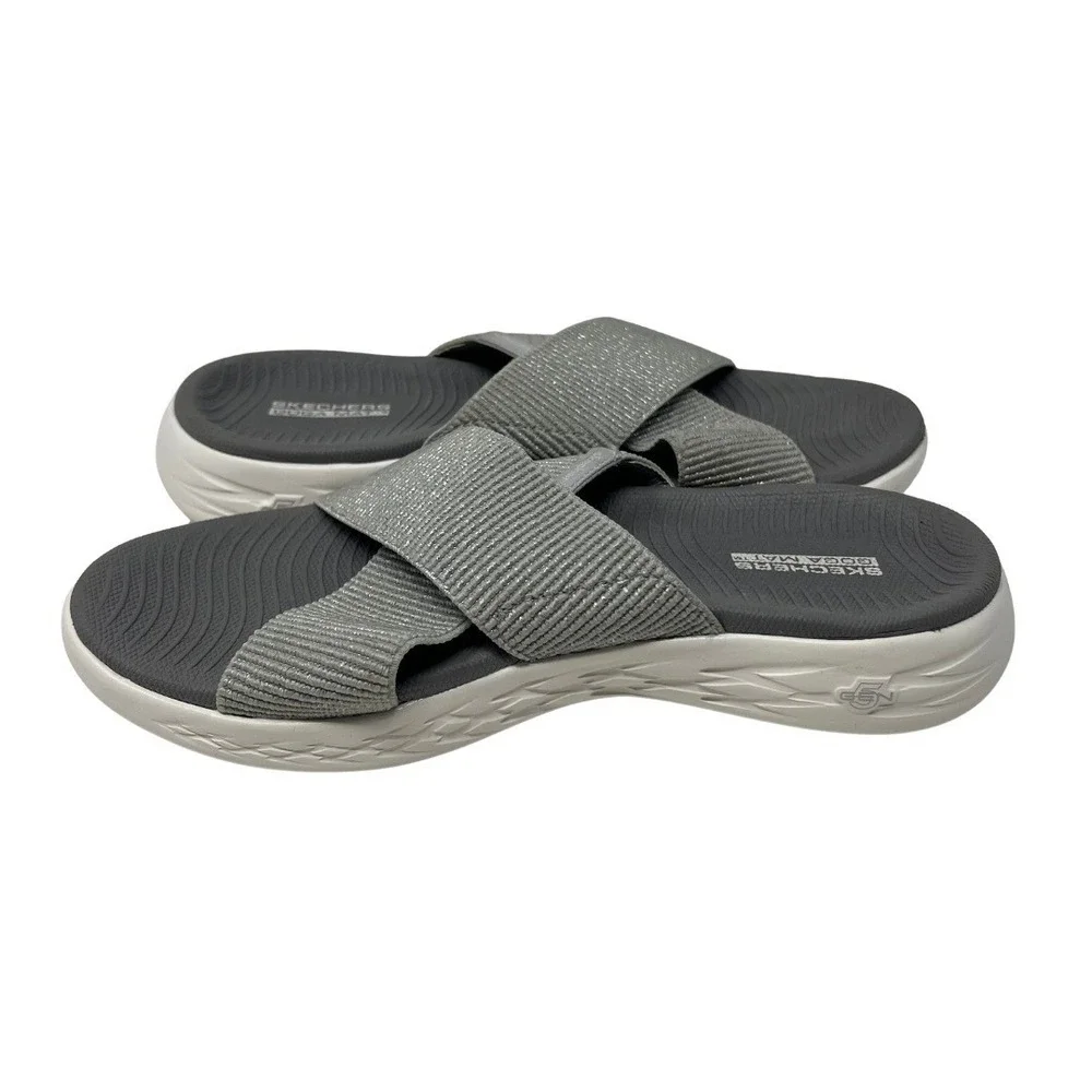 Skechers‎ Goga Mat Gen 5 Gray Slides Sandals Womens Comfort Shoes